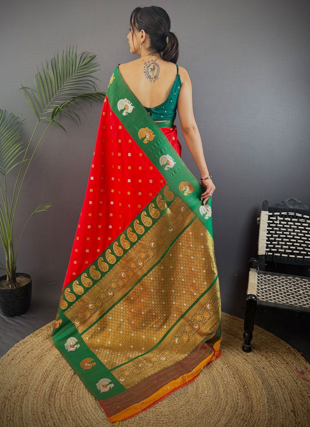 Red Banarasi Silk Trendy Saree Weaving Zari S17679