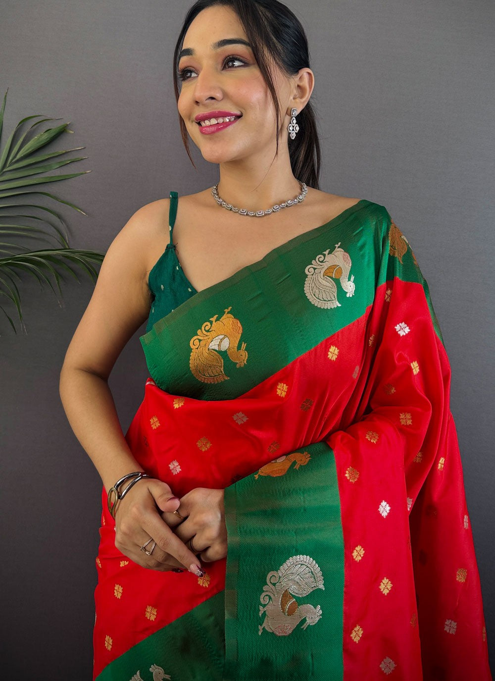 Red Banarasi Silk Trendy Saree Weaving Zari S17679