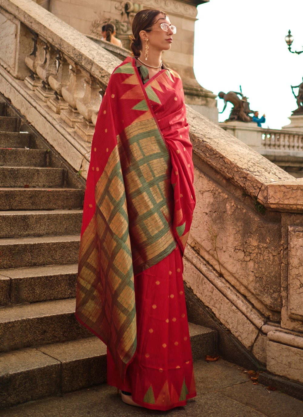 Contemporary Weaving Zari Khadi Saree - S4269