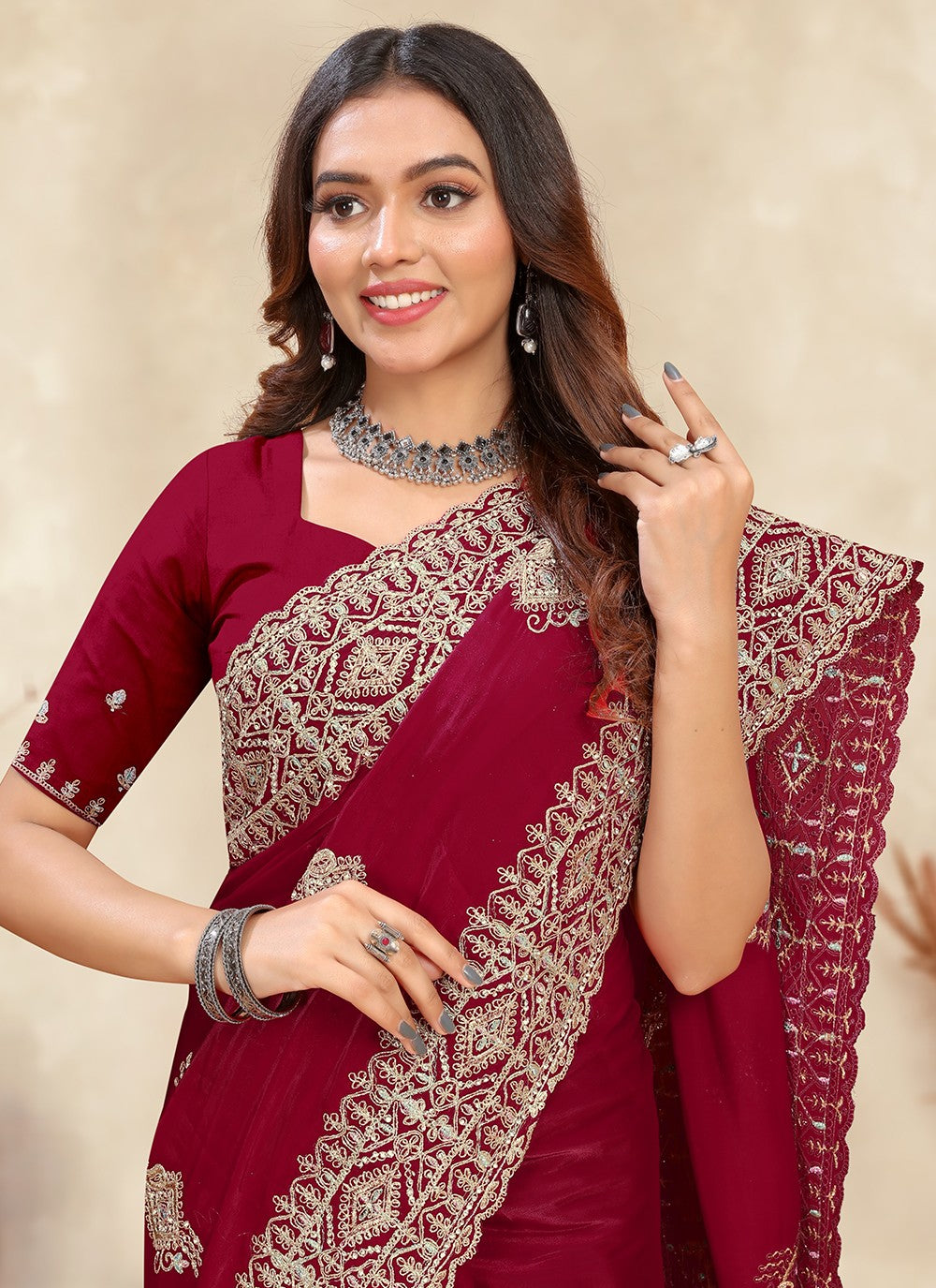 Trendy Cord Crepe Silk Saree - S5288