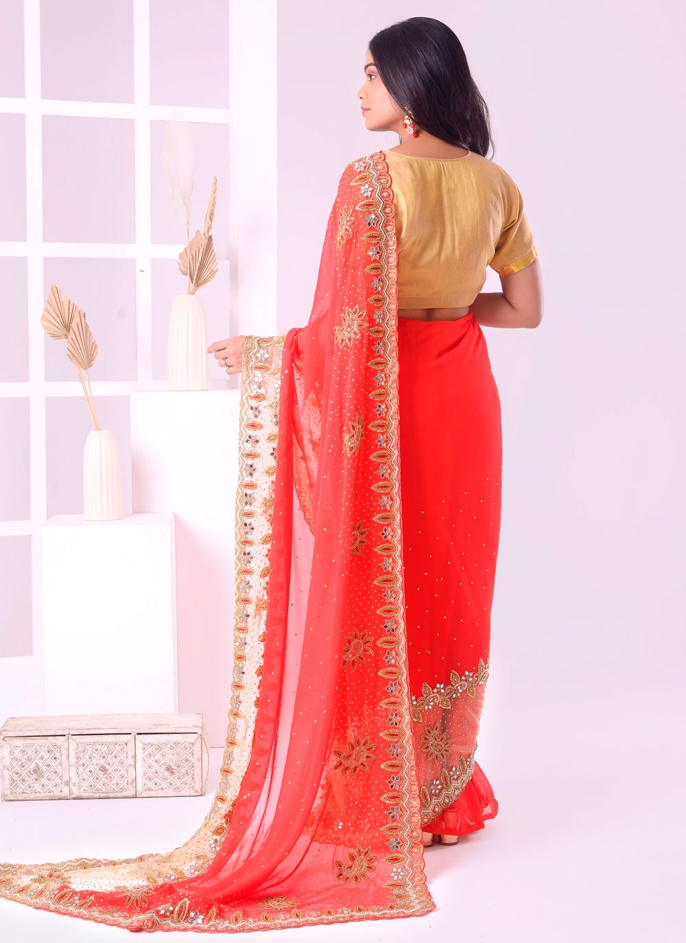 Classic Embroidered Georgette Saree - S7711