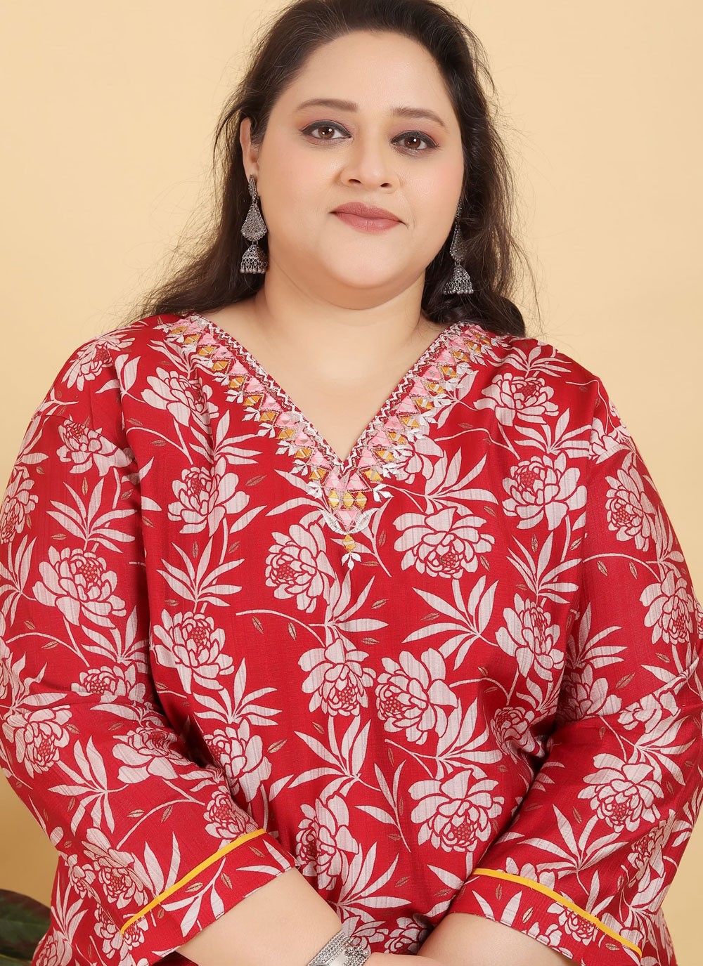 Salwar Suit Hand Embroidery Red Viscose T5192