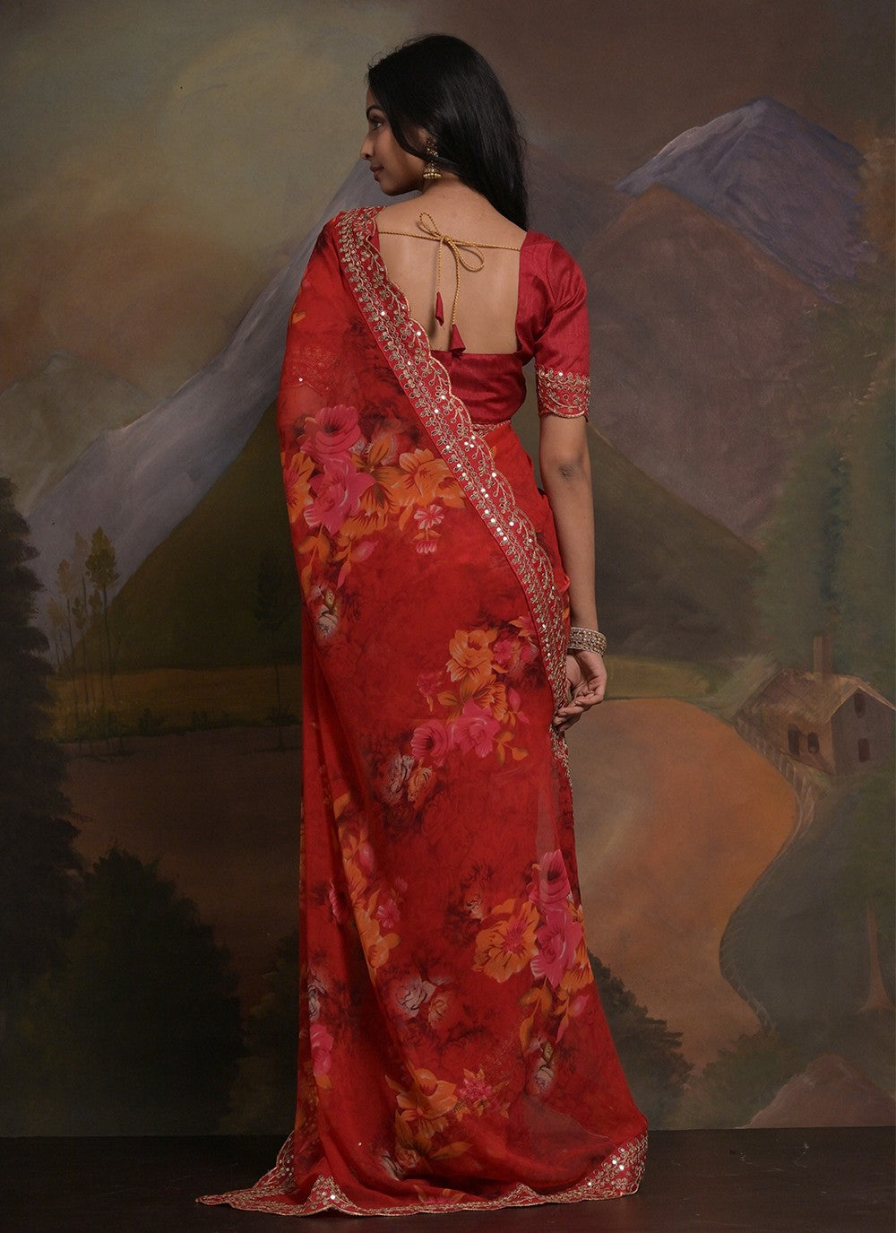 Trendy Border Work Georgette Saree - S5351