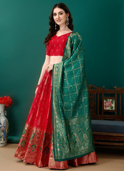 Jacquard Work Jacquard Silk A - Line Lehenga - L2157
