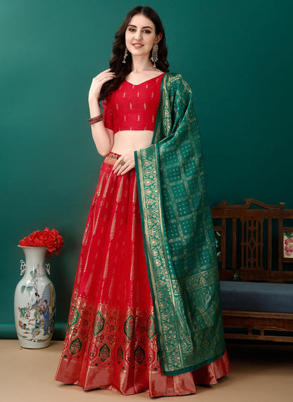 Jacquard Work Jacquard Silk A - Line Lehenga - L2157