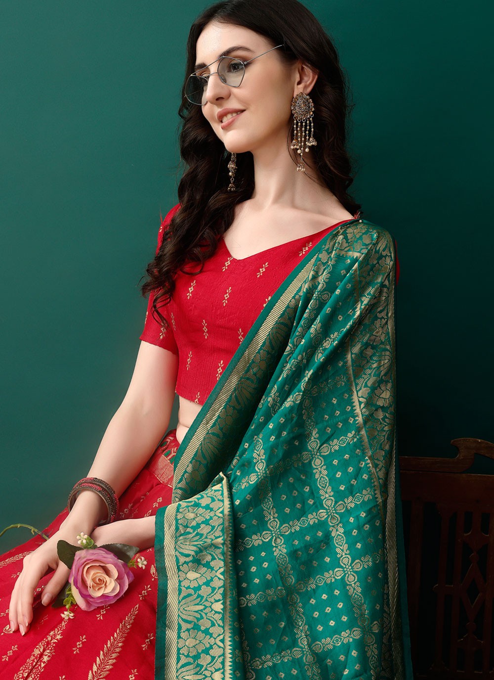 Jacquard Work Jacquard Silk A - Line Lehenga - L2157