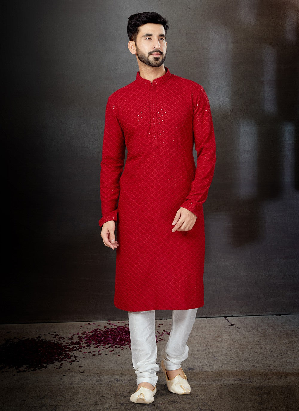 Embroidered Rayon Red Kurta - M5752