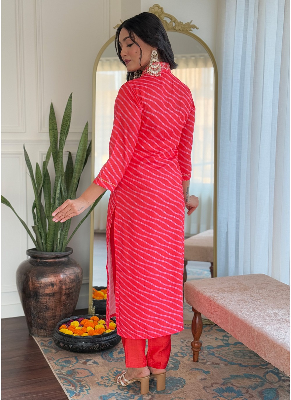 Embroidered Muslin Red Salwar Suit T6031