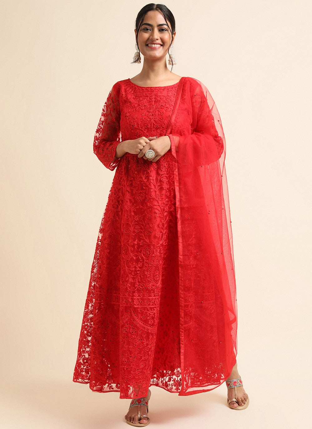 Net Salwar Suit - T1337