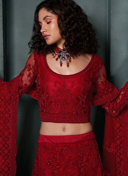 Embroidered Net A - Line Lehenga - L2216
