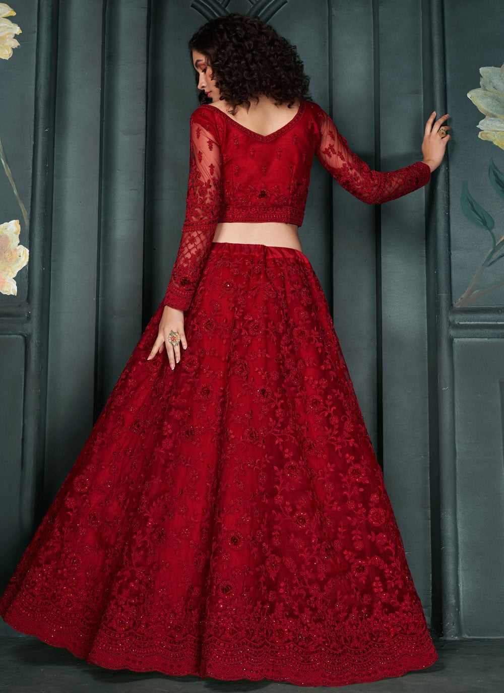 Embroidered Net A - Line Lehenga - L2216