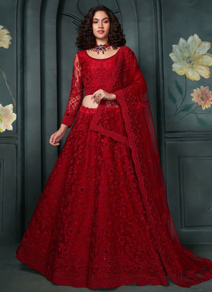 Embroidered Net A - Line Lehenga - L2216