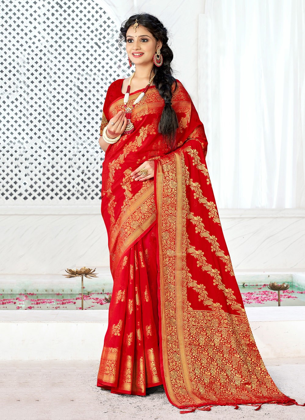 Traditional Weaving Zari Banarasi Silk Saree - S3469