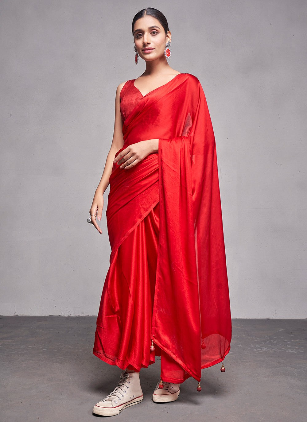 Classic Plain Rangoli Saree - S4784