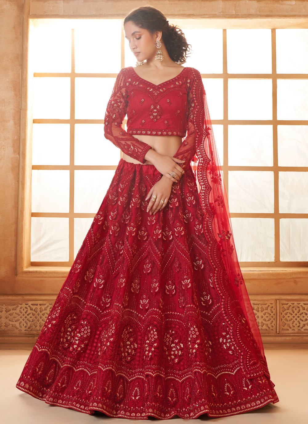 Cord Net A - Line Lehenga - L2728