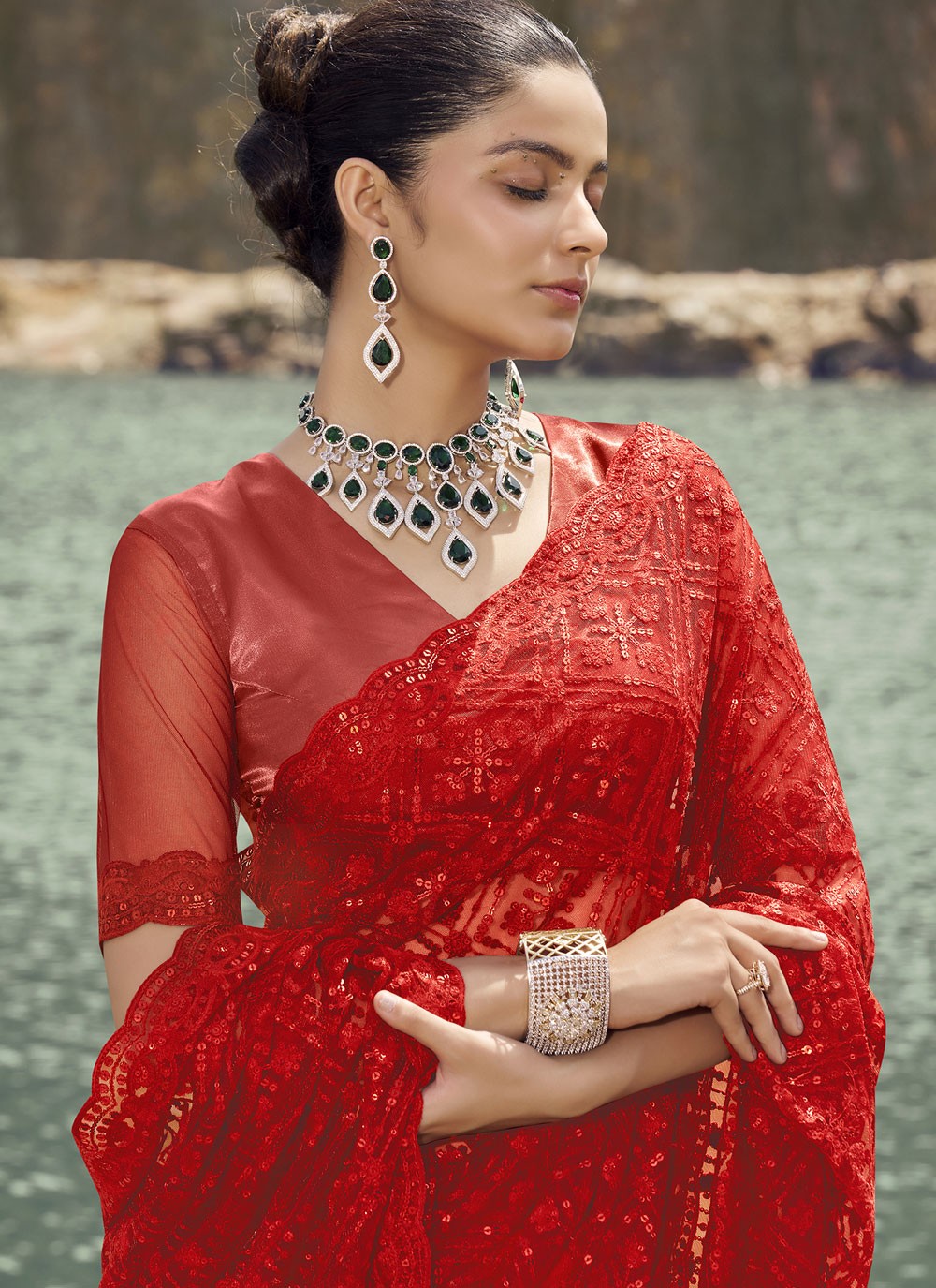 Classic Sequins Net Saree - S7760