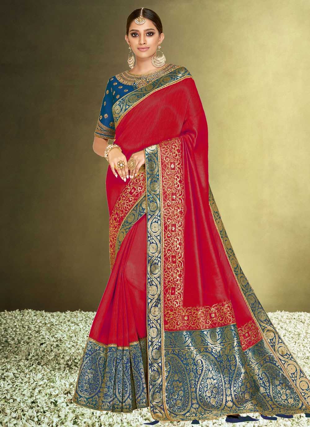 Classic Embroidered Silk Saree - S7548