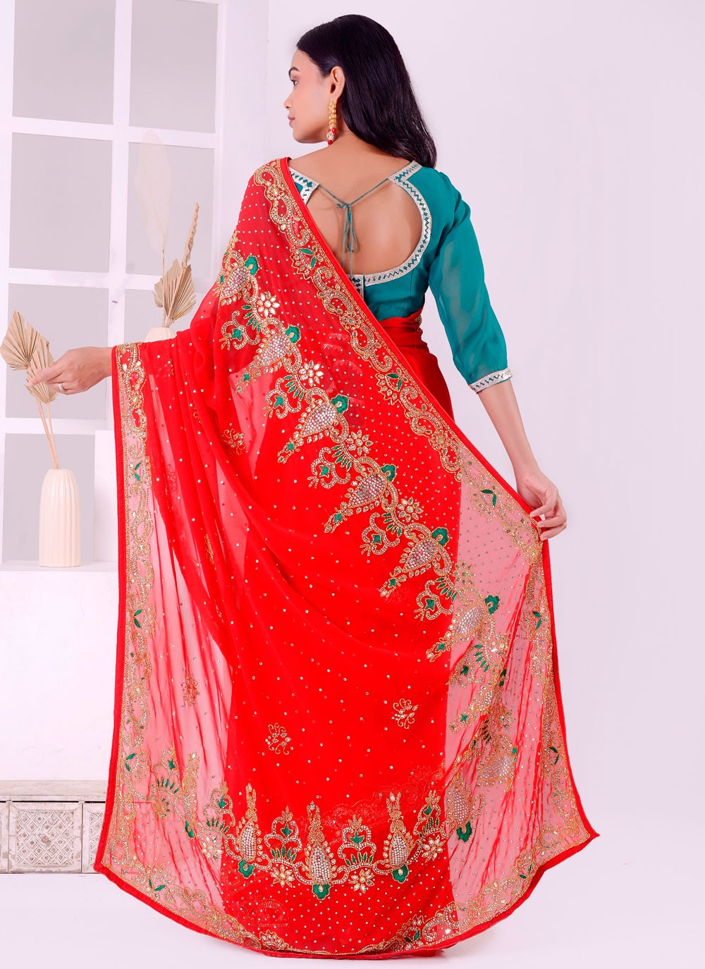 Classic Embroidered Georgette Saree - S7711