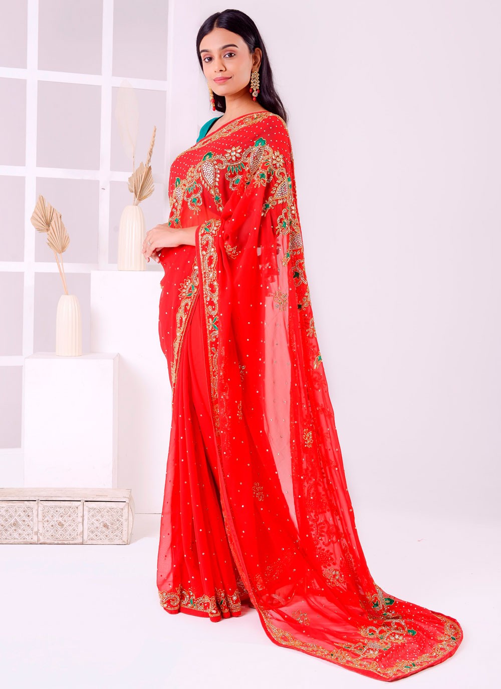 Classic Embroidered Georgette Saree - S7711