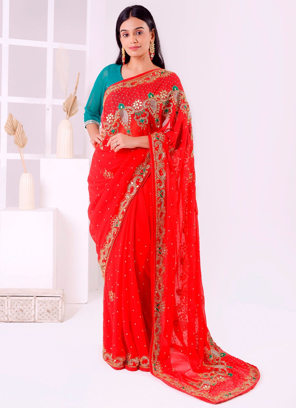 Classic Embroidered Georgette Saree - S7711