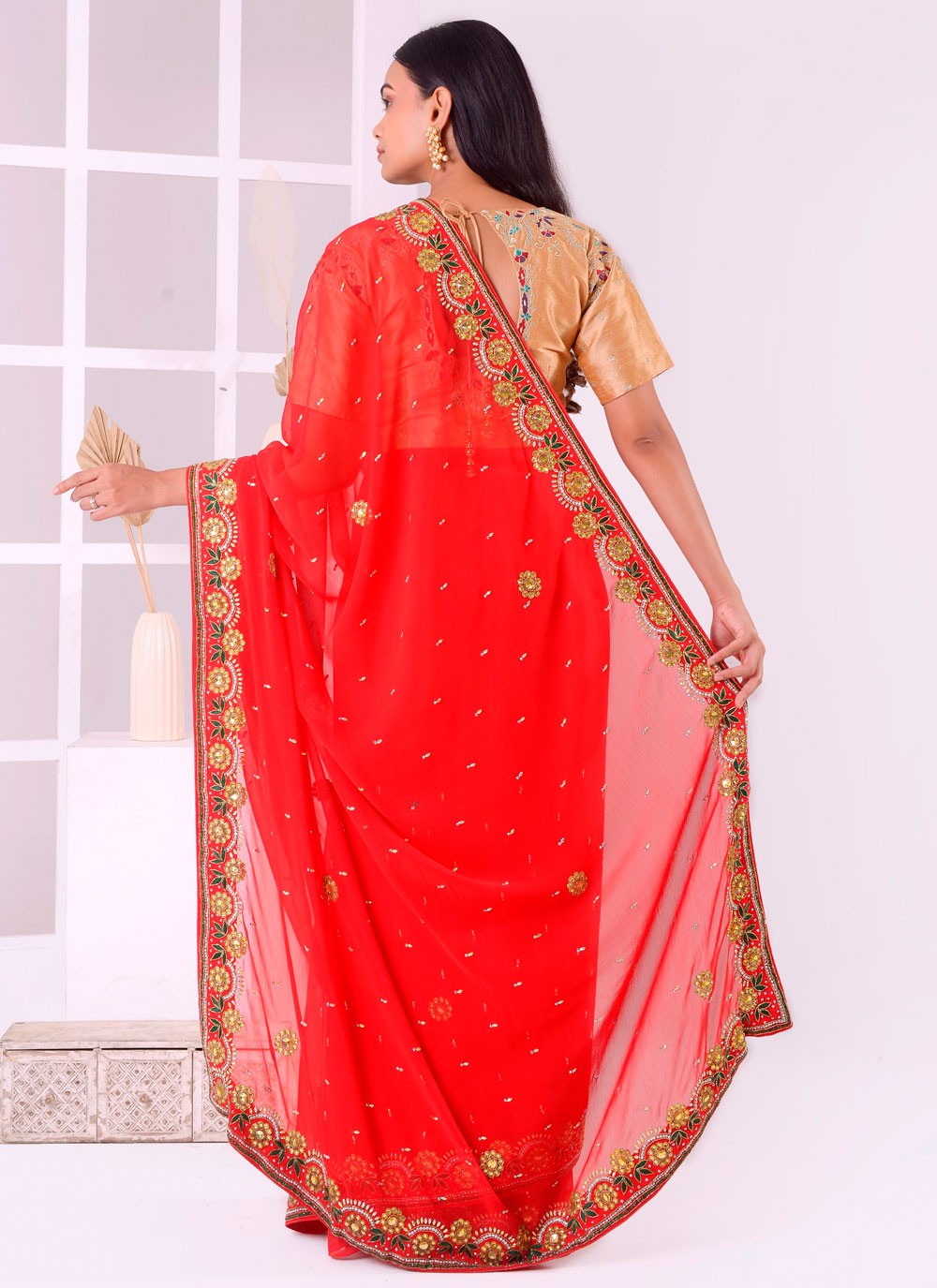 Classic Embroidered Georgette Saree - S7711