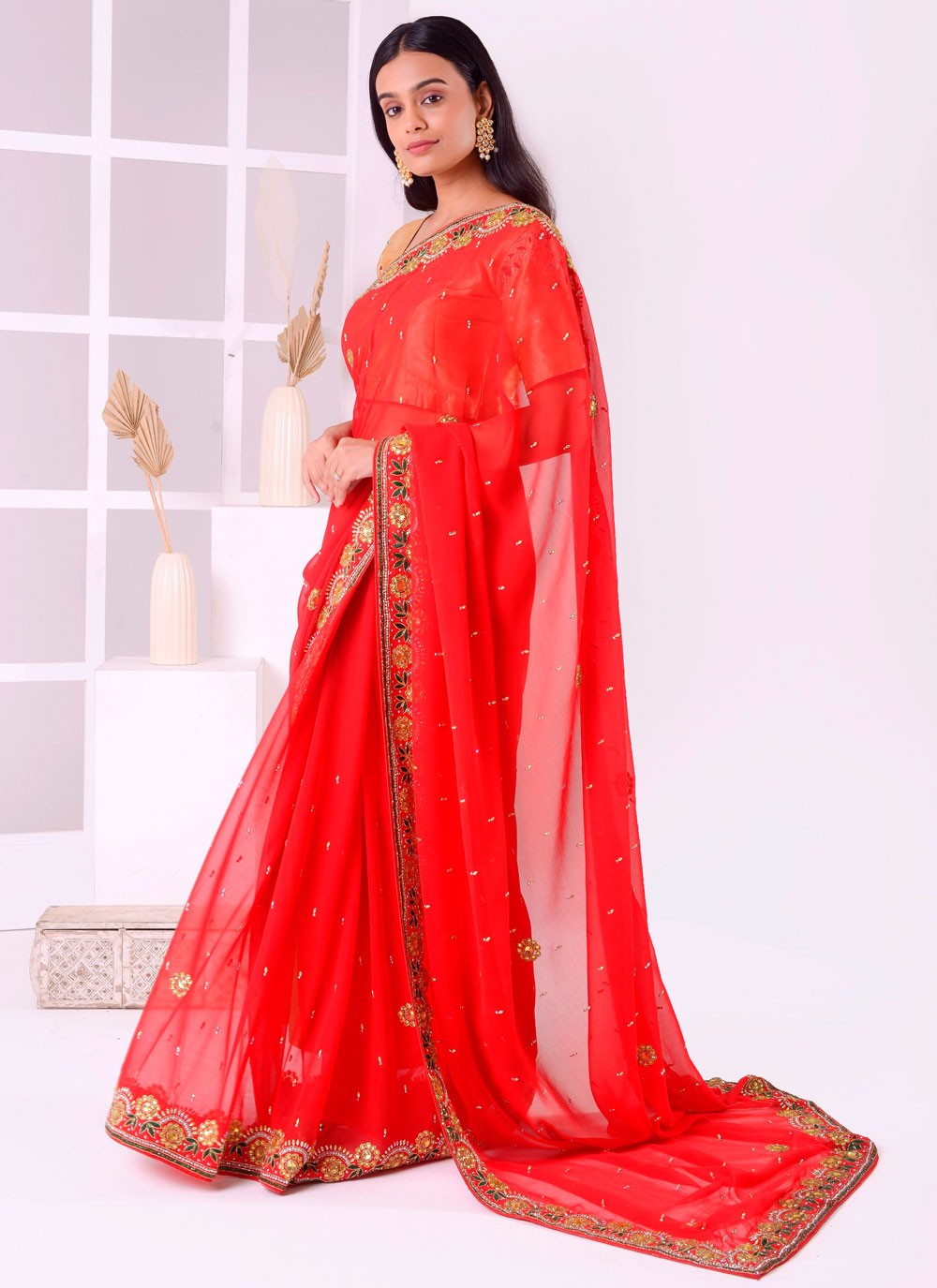 Classic Embroidered Georgette Saree - S7711