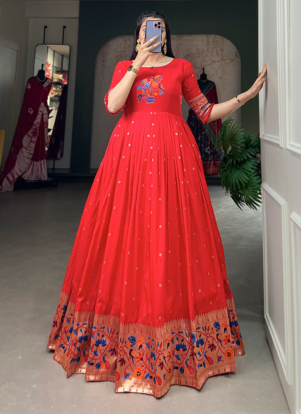 Jacquard Silk Gown - G1317