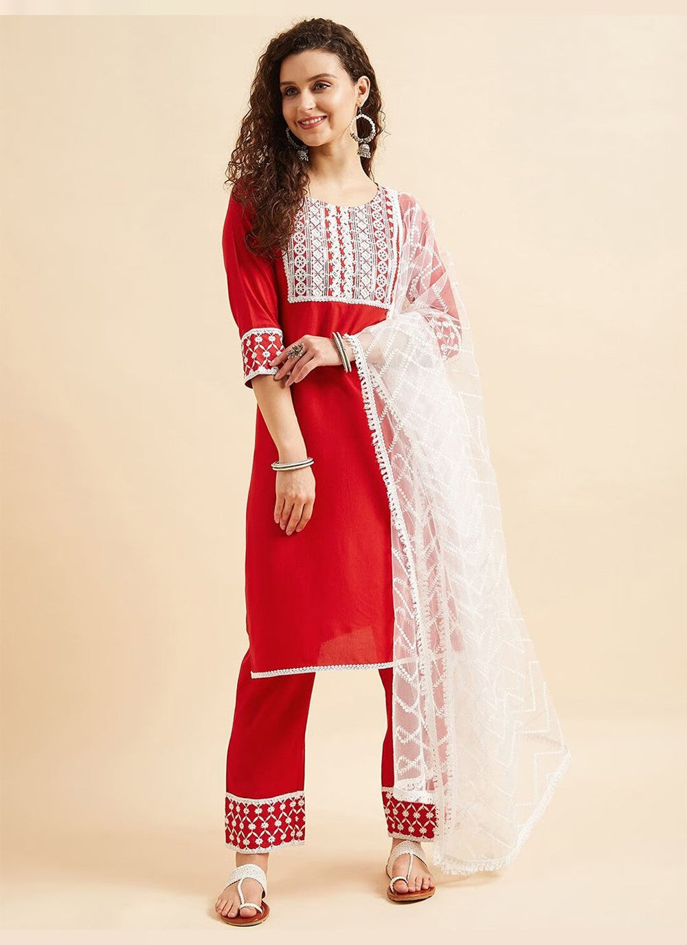 Rayon, Viscose Straight Suit - T1174