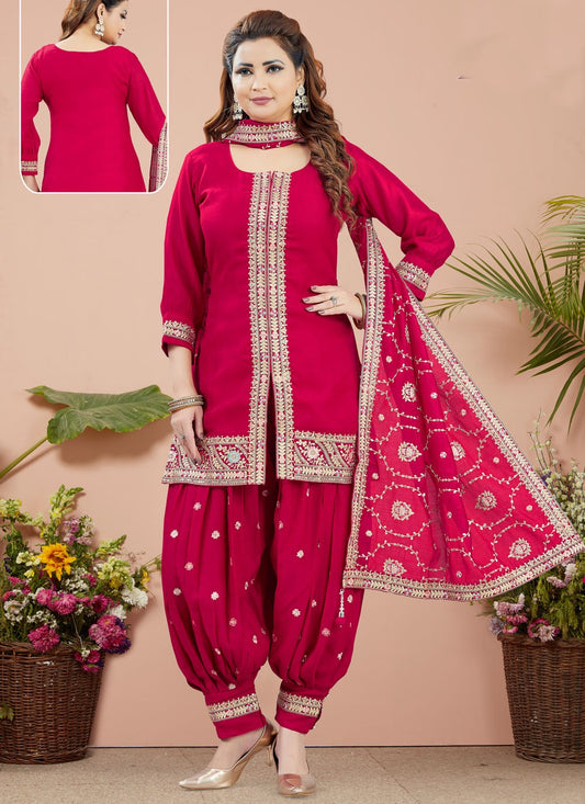 Palazzo Suit Weaving Zari Red Silk T5236