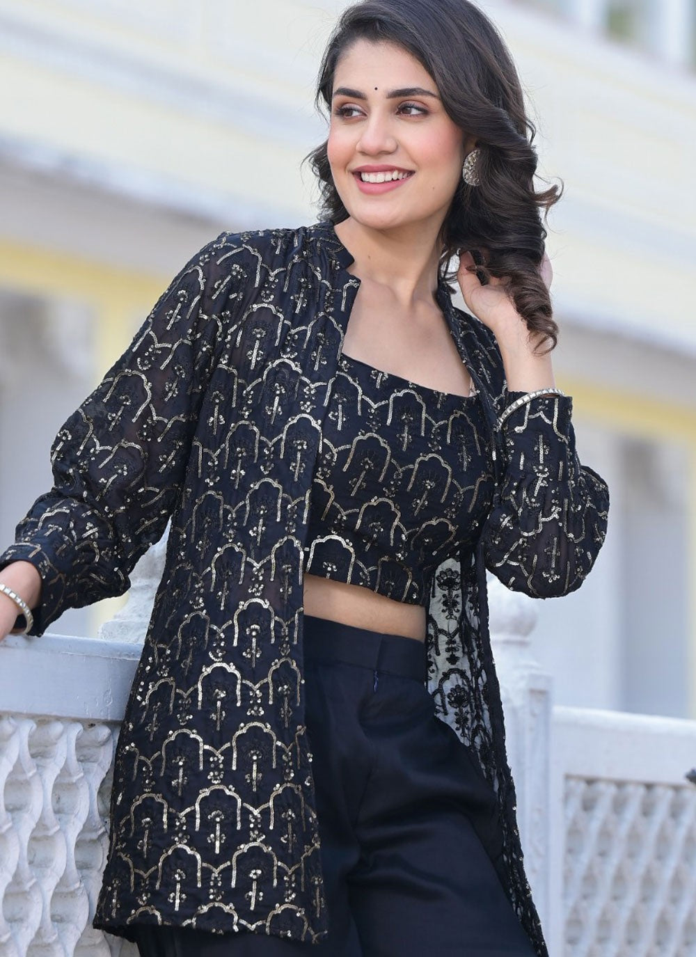 Salwar Suit Resham Thread Work Black Georgette T5794