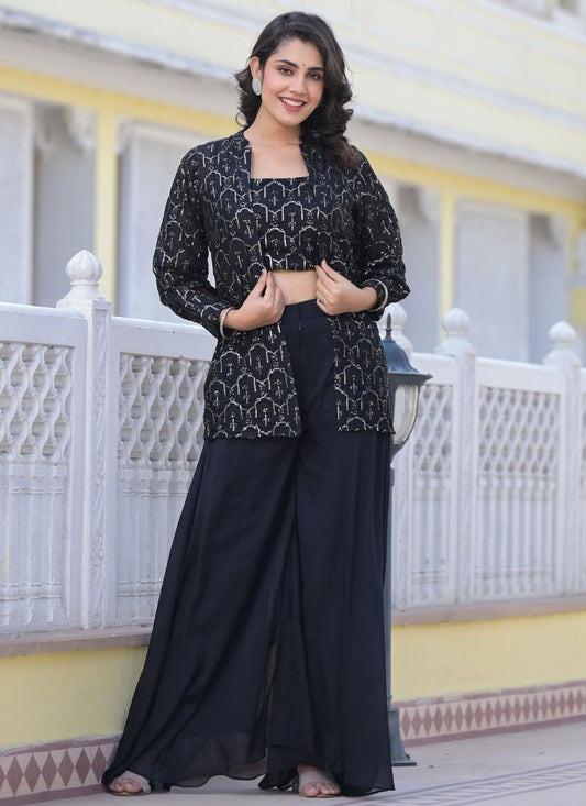Salwar Suit Resham Thread Work Black Georgette T5794