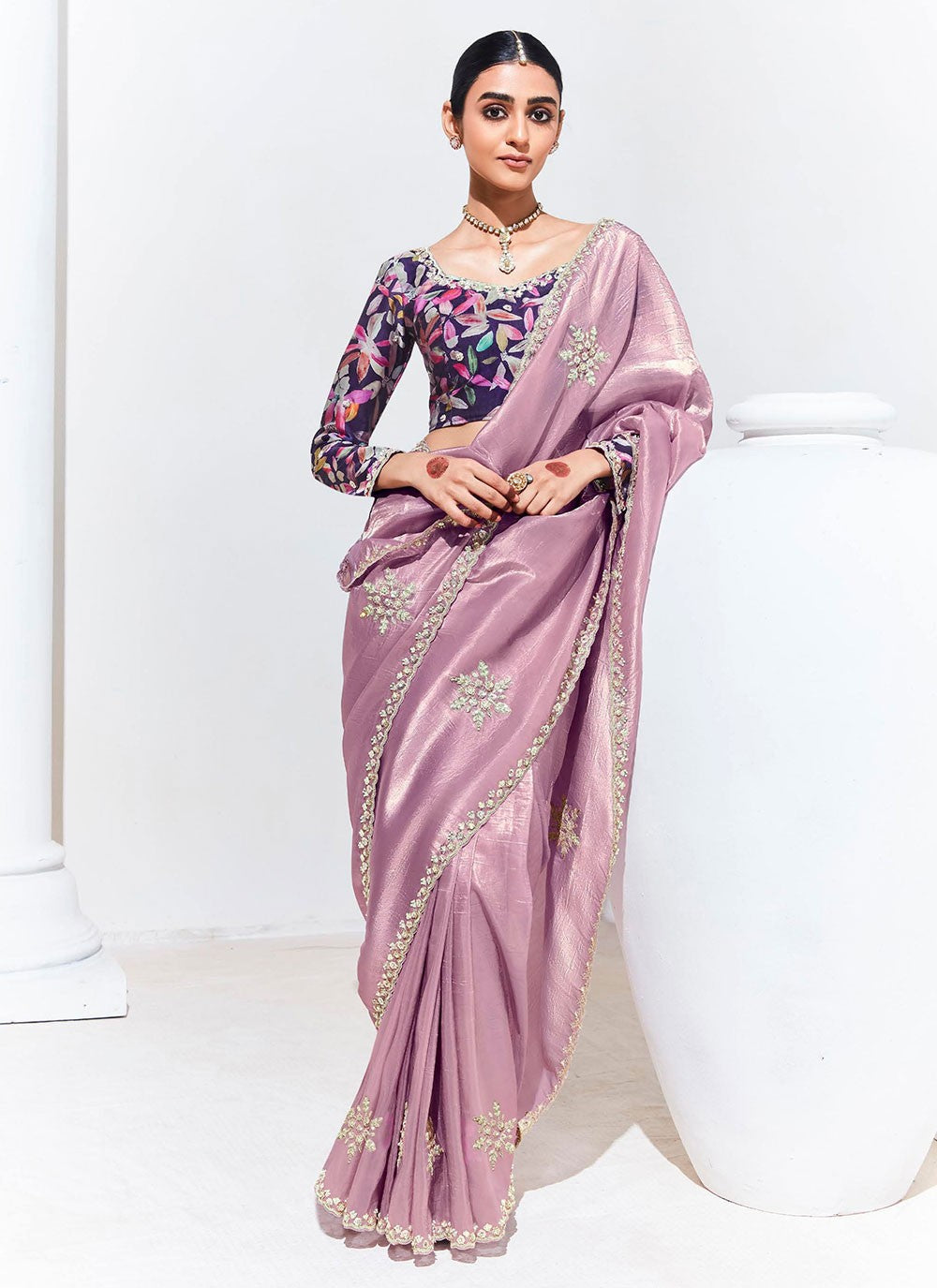 Classic Embroidered Organza Saree - S7248