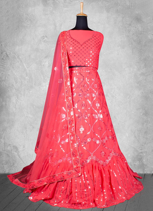 Georgette Engagement, Mehandi & Sangeet, Reception A - Line Lehenga L3599
