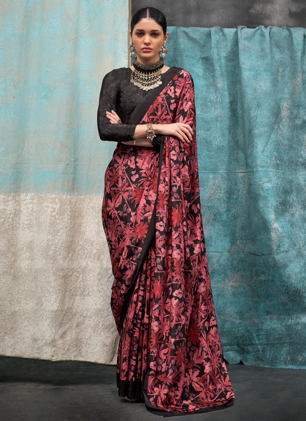 Classic Printed Crepe Silk Saree - S6461