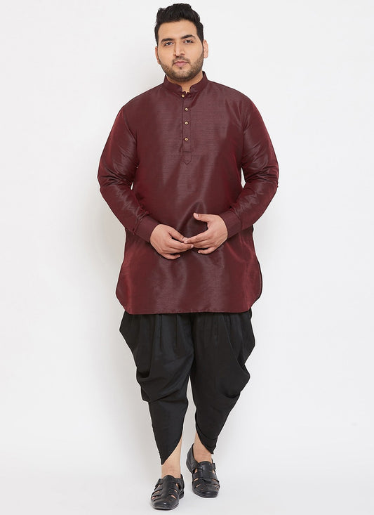 Plain Dupion Silk Rust Dhoti Kurta - M2648