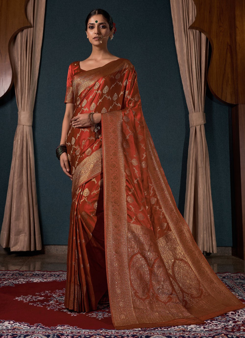 Classic Woven Satin Silk Saree - S3876
