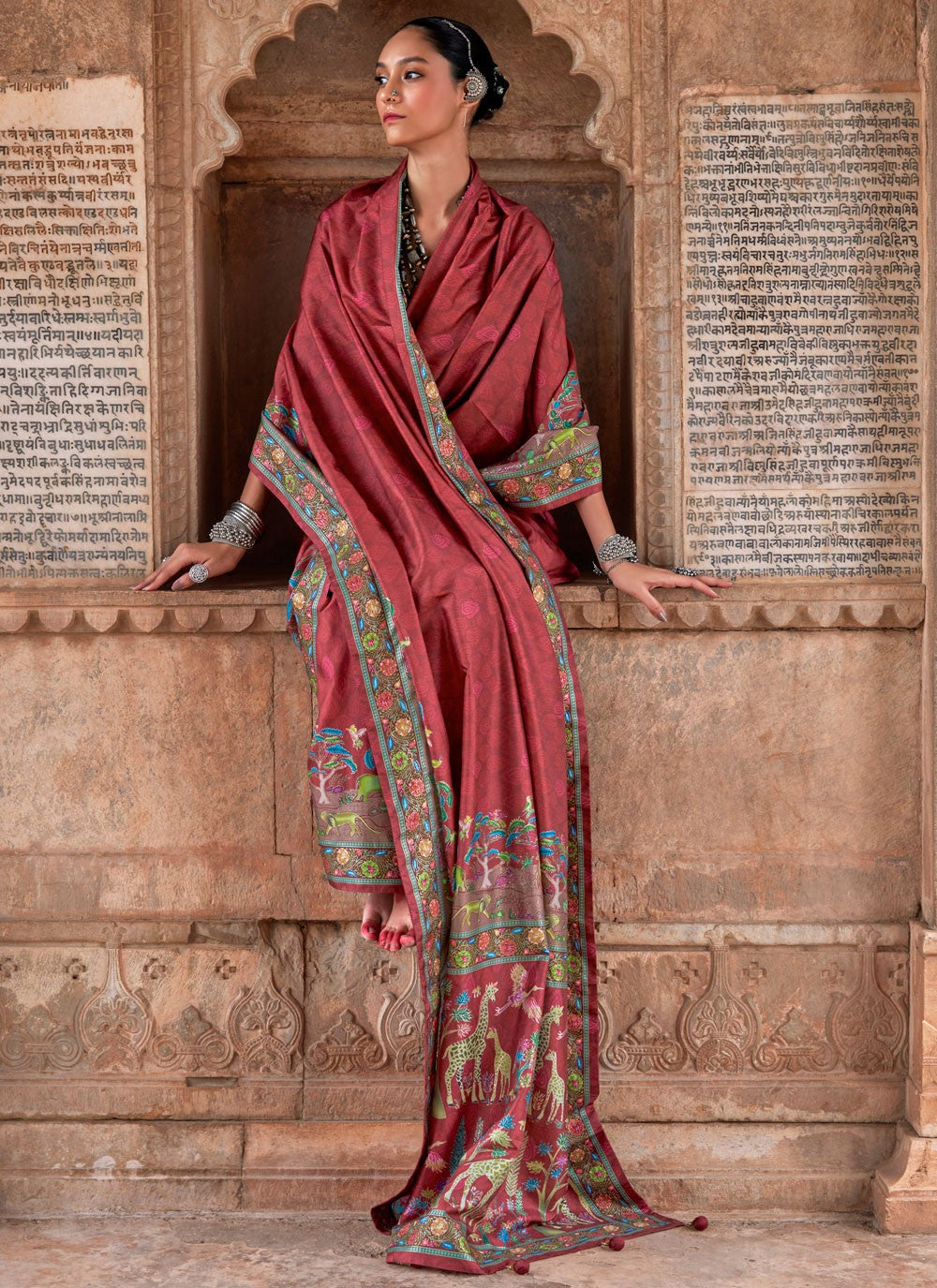 Rust Silk Trendy Saree Printed S19655