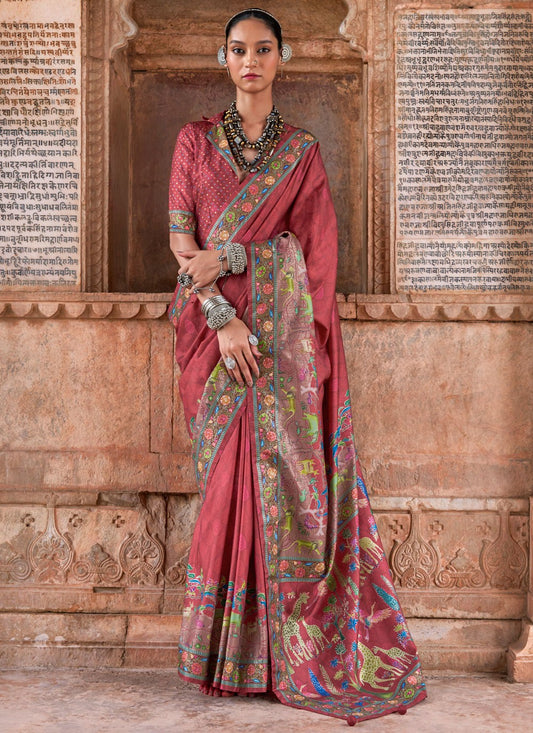 Rust Silk Trendy Saree Printed S19655
