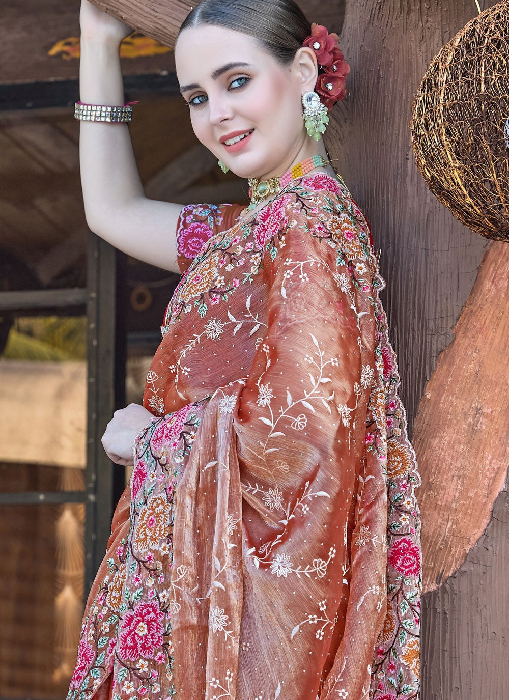 Classic Embroidered Jimmy Chu Saree - S9427