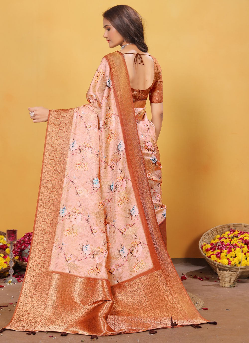 Digital Print Silk Pink Trendy Saree S15524