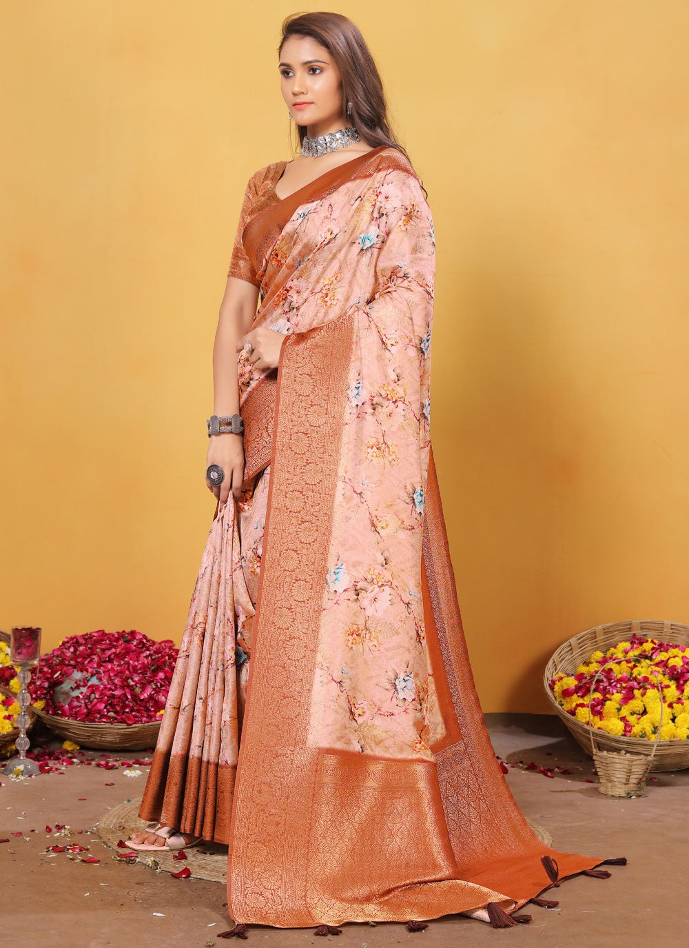 Digital Print Silk Pink Trendy Saree S15524