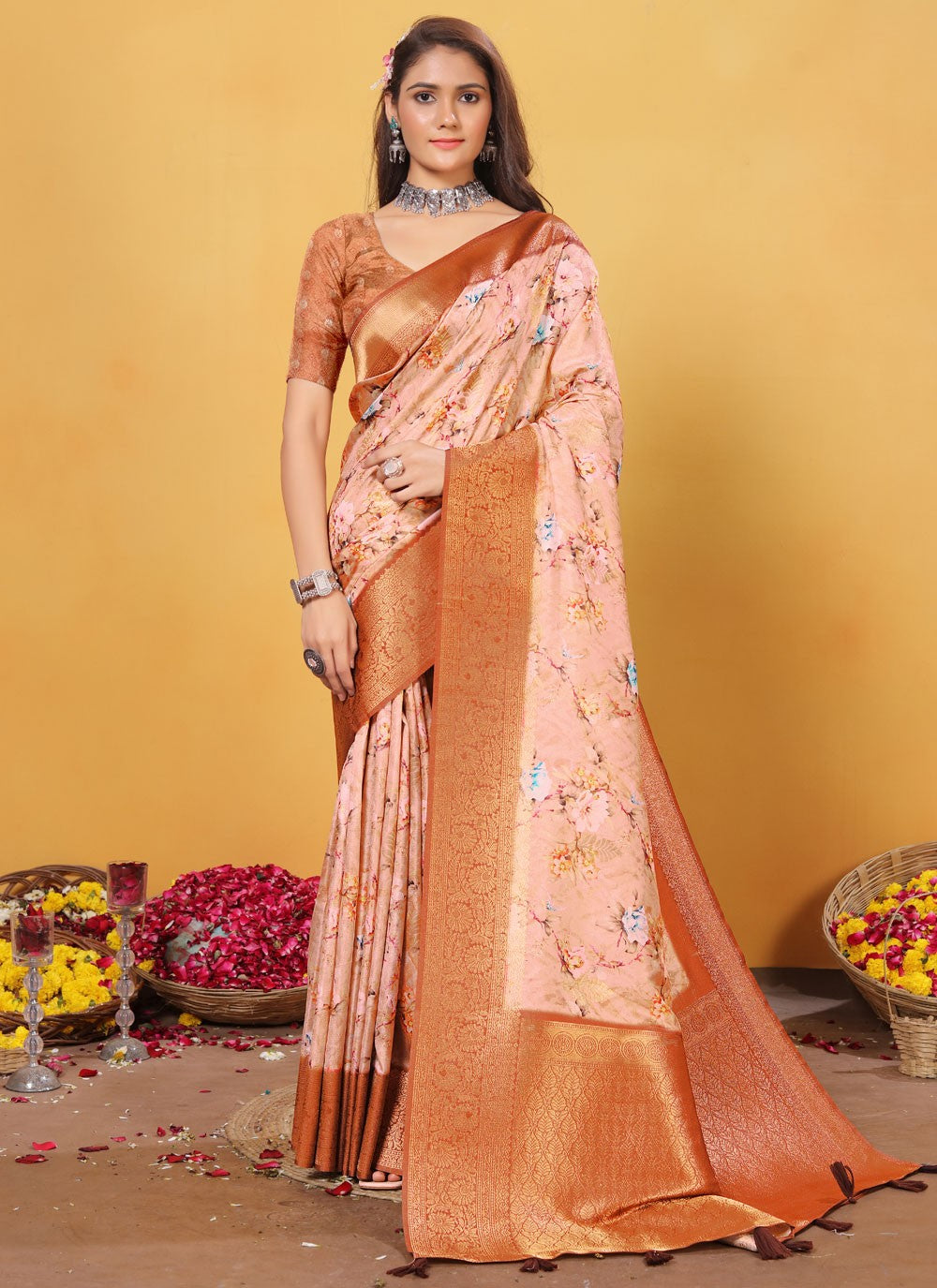 Digital Print Silk Pink Trendy Saree S15524