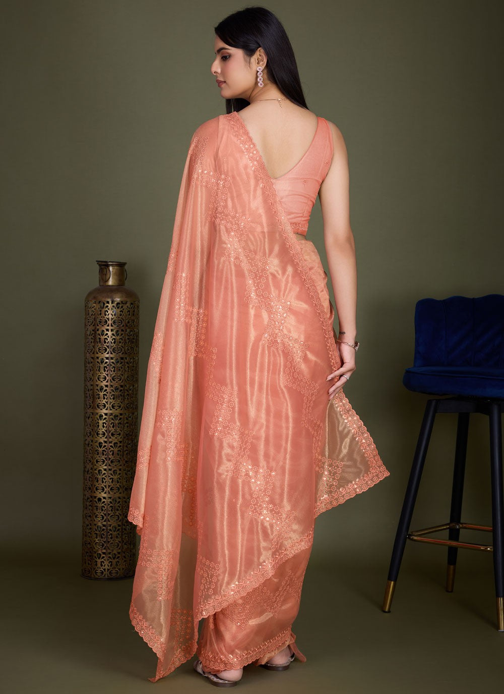 Classic Embroidered Net Saree - S8456