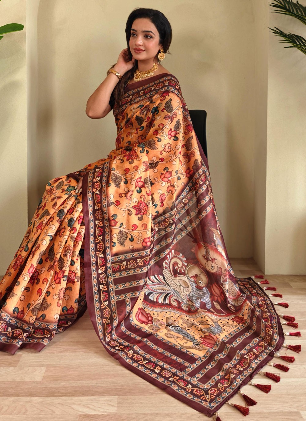 Printed Cotton Pink Contemporary Saree S15551