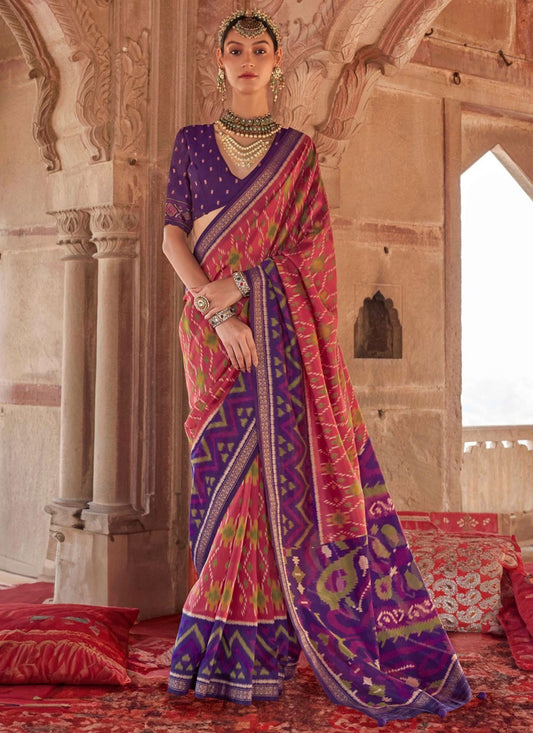 Trendy Saree Strips Pink Georgette Saree S13196