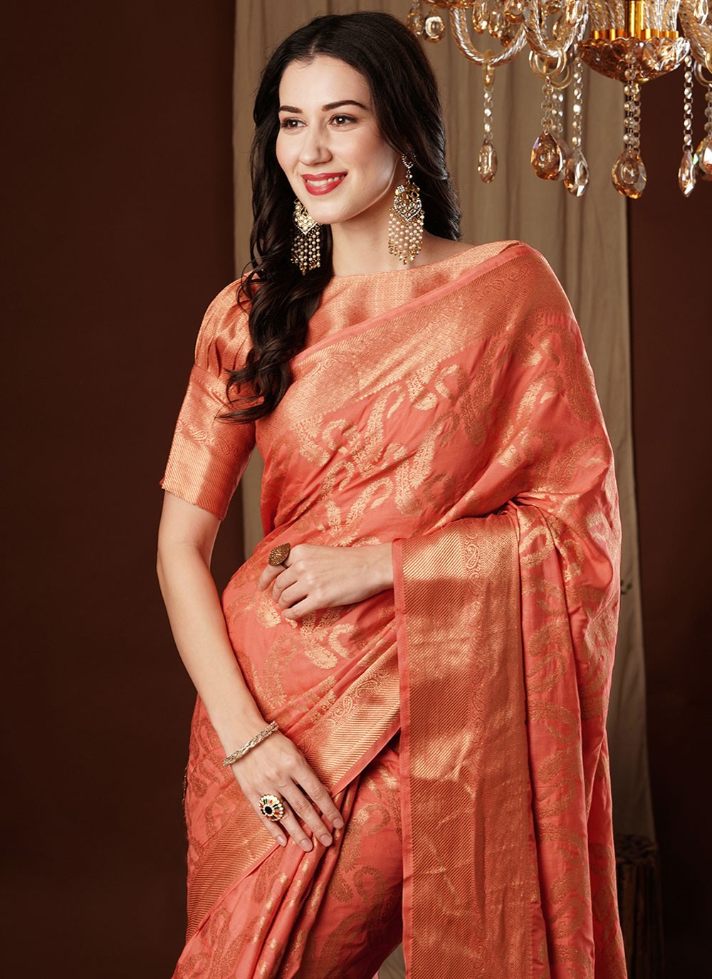 Contemporary Weaving Zari Viscose Saree - S8235