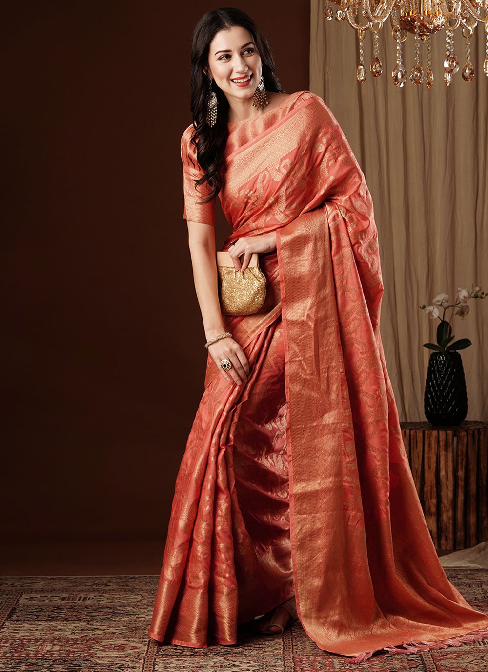 Contemporary Weaving Zari Viscose Saree - S8235