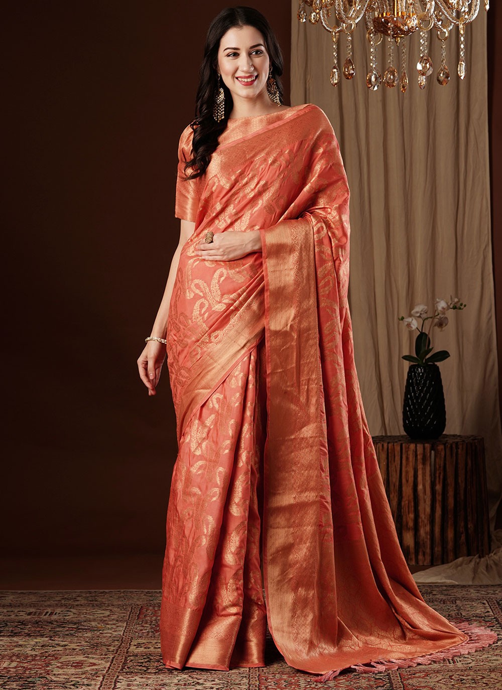 Contemporary Weaving Zari Viscose Saree - S8235
