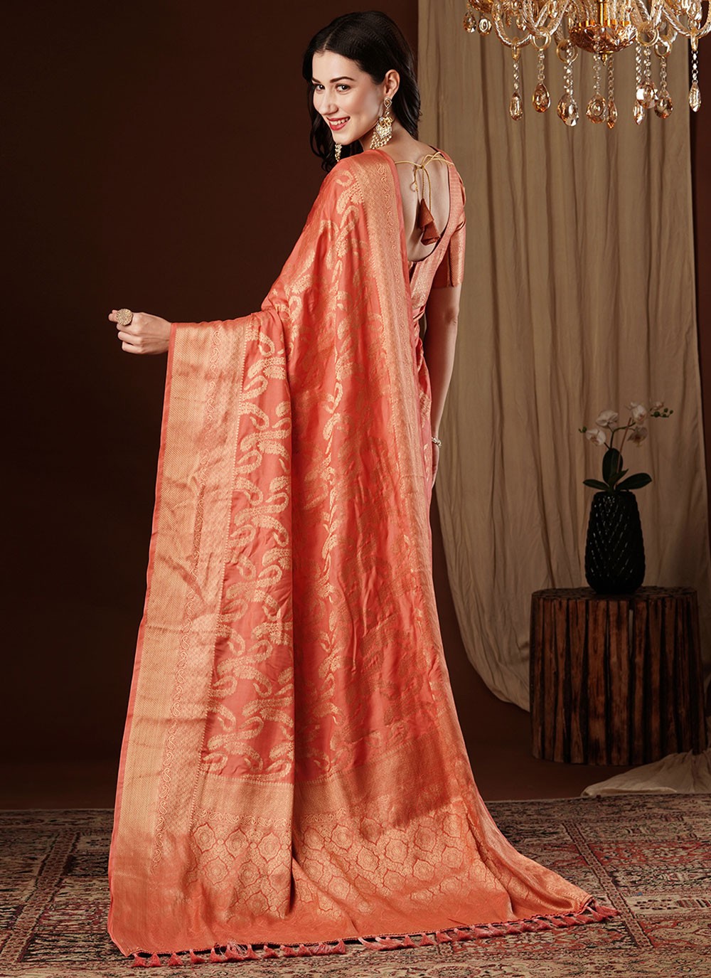 Contemporary Weaving Zari Viscose Saree - S8235