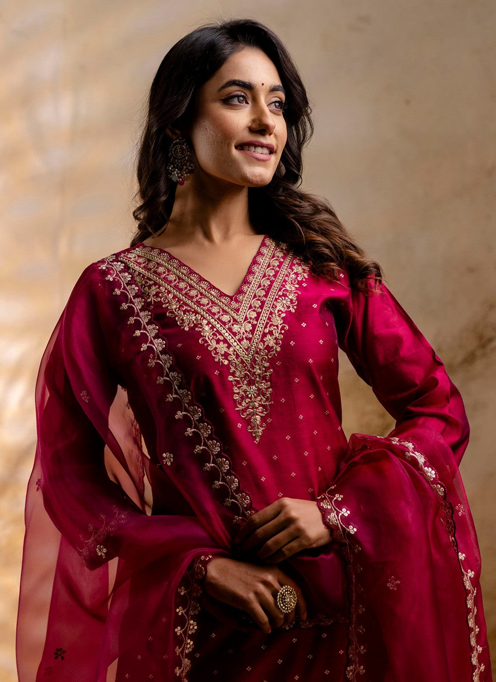 Salwar Suit Embroidered Pink T7358